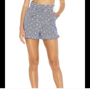 Tularosa Blue High Waist Shorts with Floral Print